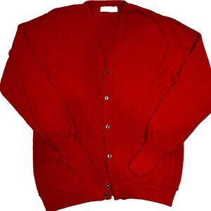 Vintage 90s The Fox Collection Red Knit Cardigan XL-Tall 46/48 Grandpacore Retro